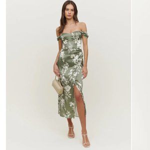 Reformation Genesis Silk Dress in Willow